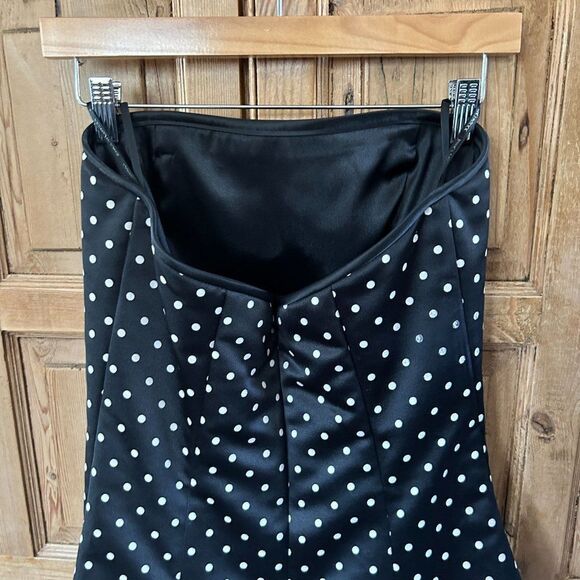 Jessica McClintock for Gunne Sax 9 / 10 Black Polka Dot Dress Strapless - Picture 6 of 13